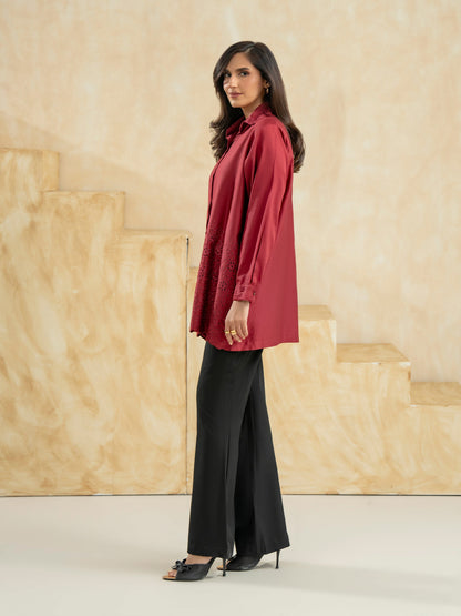 Satin Kurti-Embroidered (Pret)