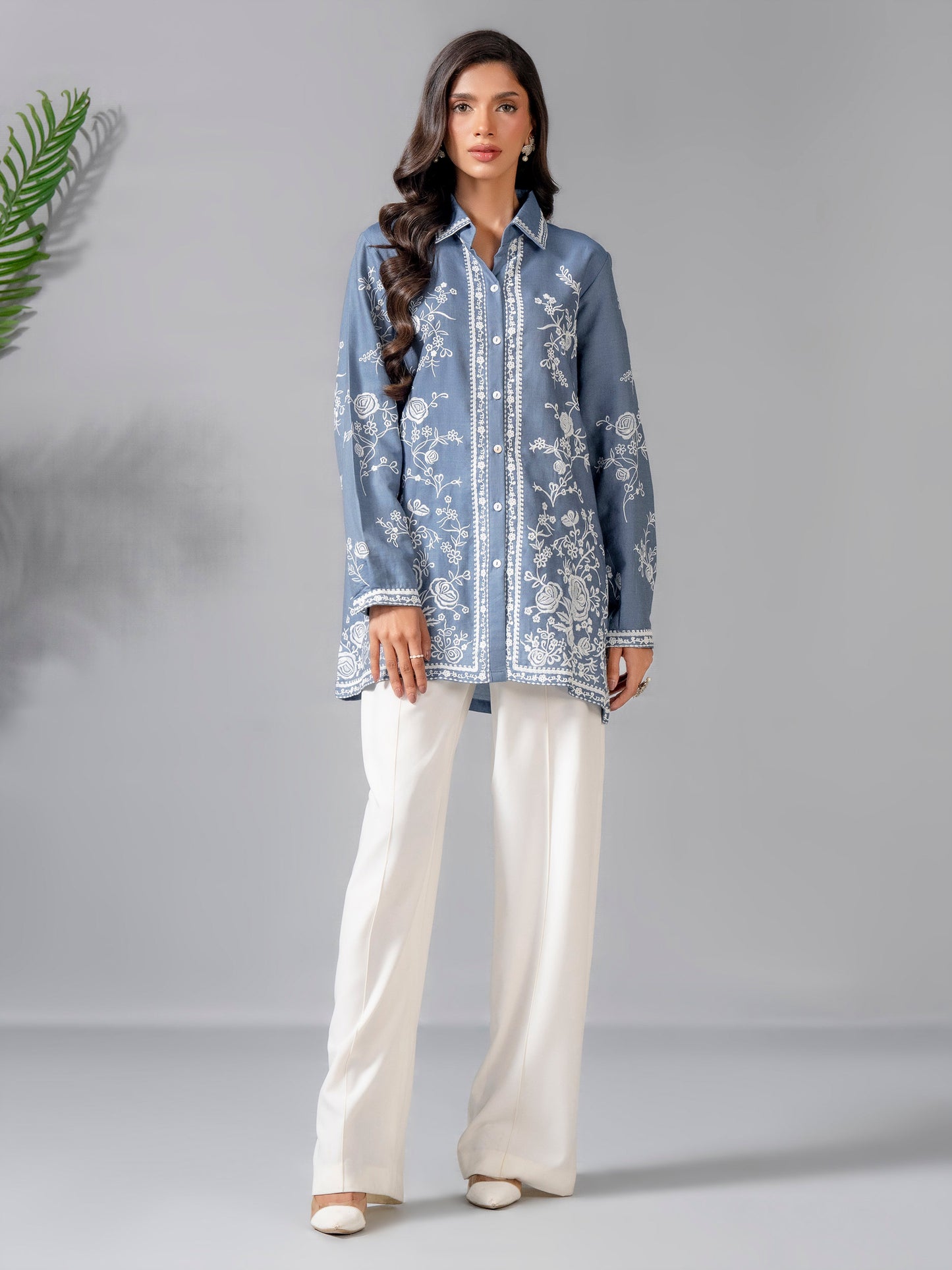 Denim Top-Embroidered (Pret)