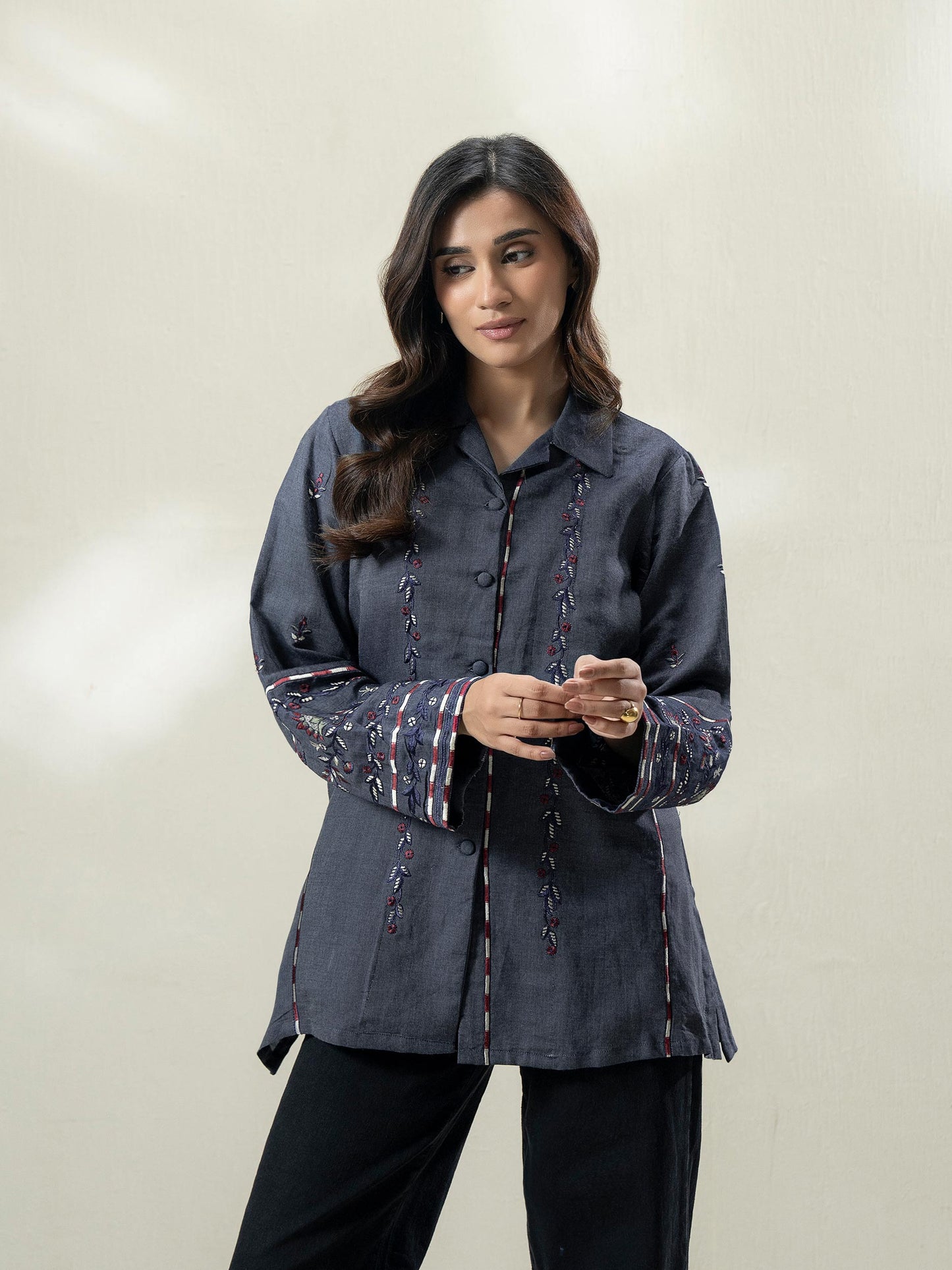 Denim Kurti- Embroidered (Pret)