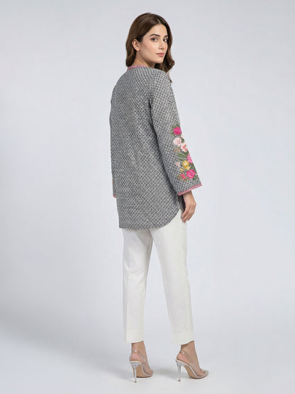 Cambric Kurti- Embroidered (Pret)