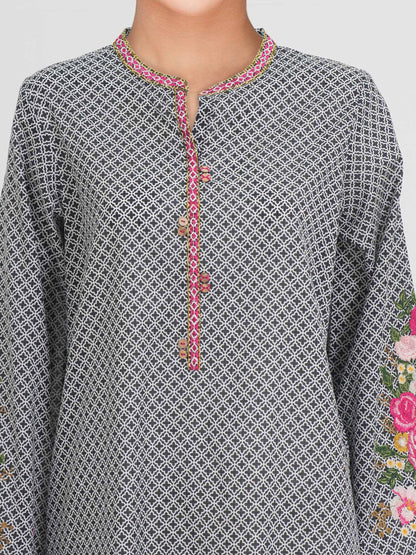 Cambric Kurti- Embroidered (Pret)