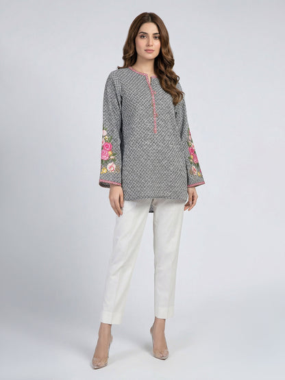 Cambric Kurti- Embroidered (Pret)