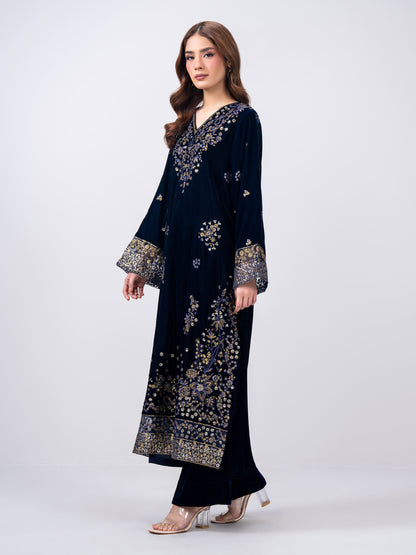 2 Piece Velvet Suit- Embroidered (Pret)