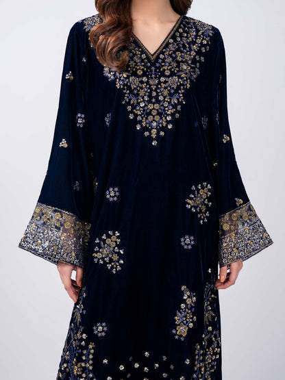 2 Piece Velvet Suit- Embroidered (Pret)