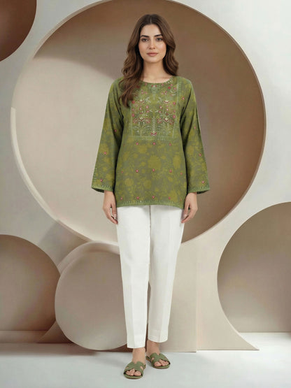 Lawn Slub Kurti- Embroidered (Pret)