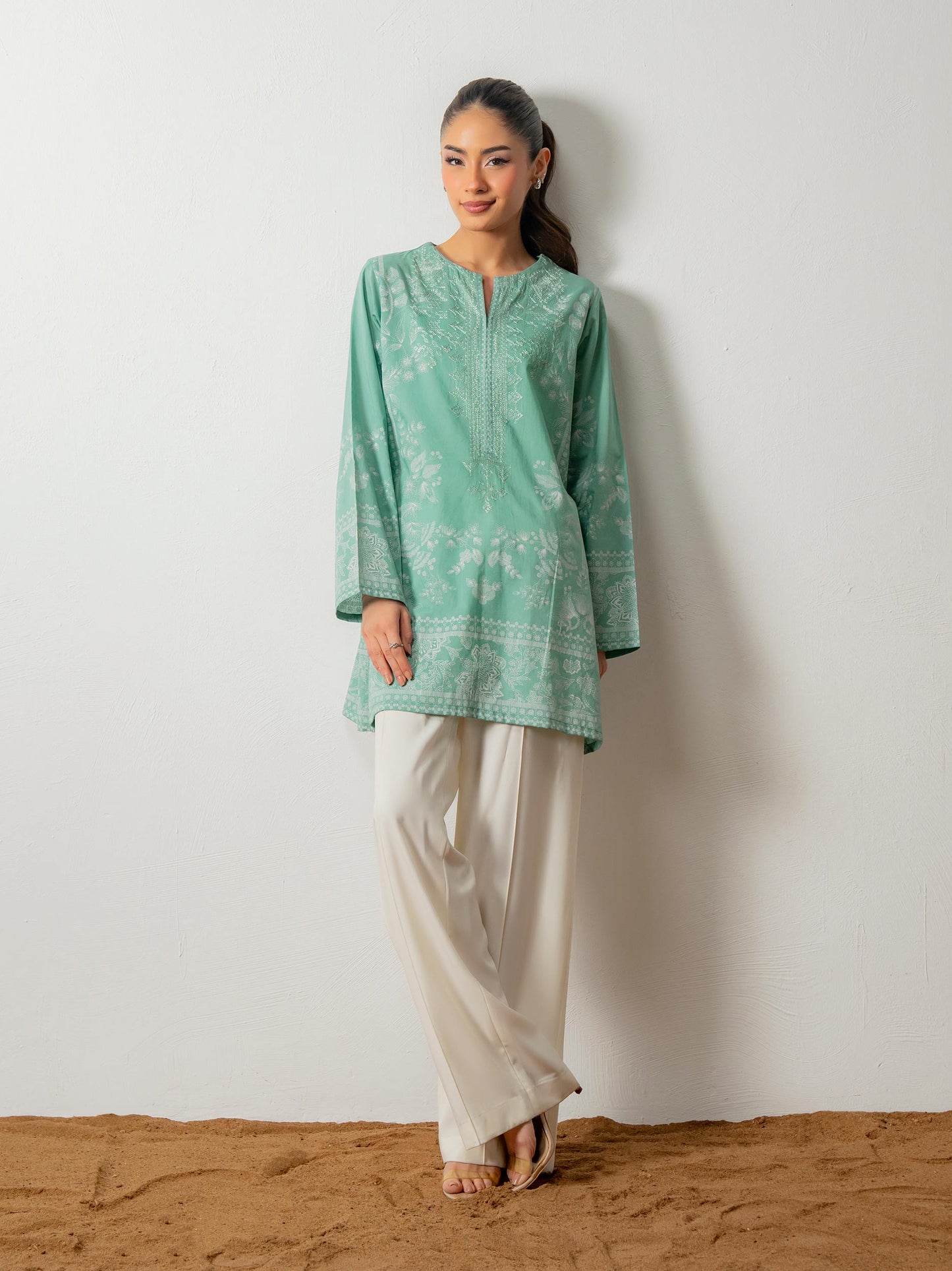 Cambric Kurti-Embroidered (Pret)