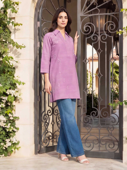 Yarn Dyed Kurti- Embroidered (Pret)
