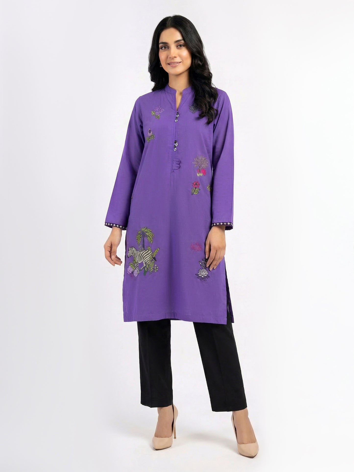 Poly Cambric Shirt- Embroidered (Pret)