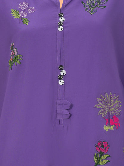 Poly Cambric Shirt- Embroidered (Pret)