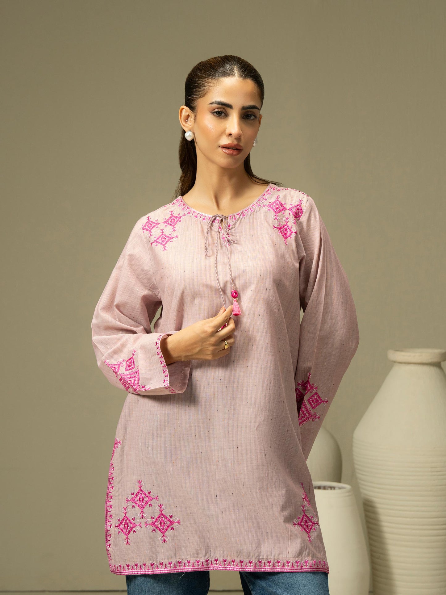 Yarn Dyed Kurti-Embroidered (Pret)