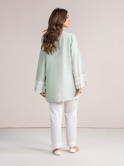Self Jacquard Kurti- Embroidered (Pret)