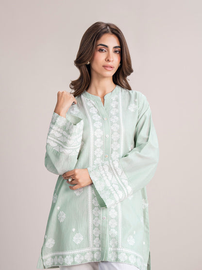 Self Jacquard Kurti- Embroidered (Pret)