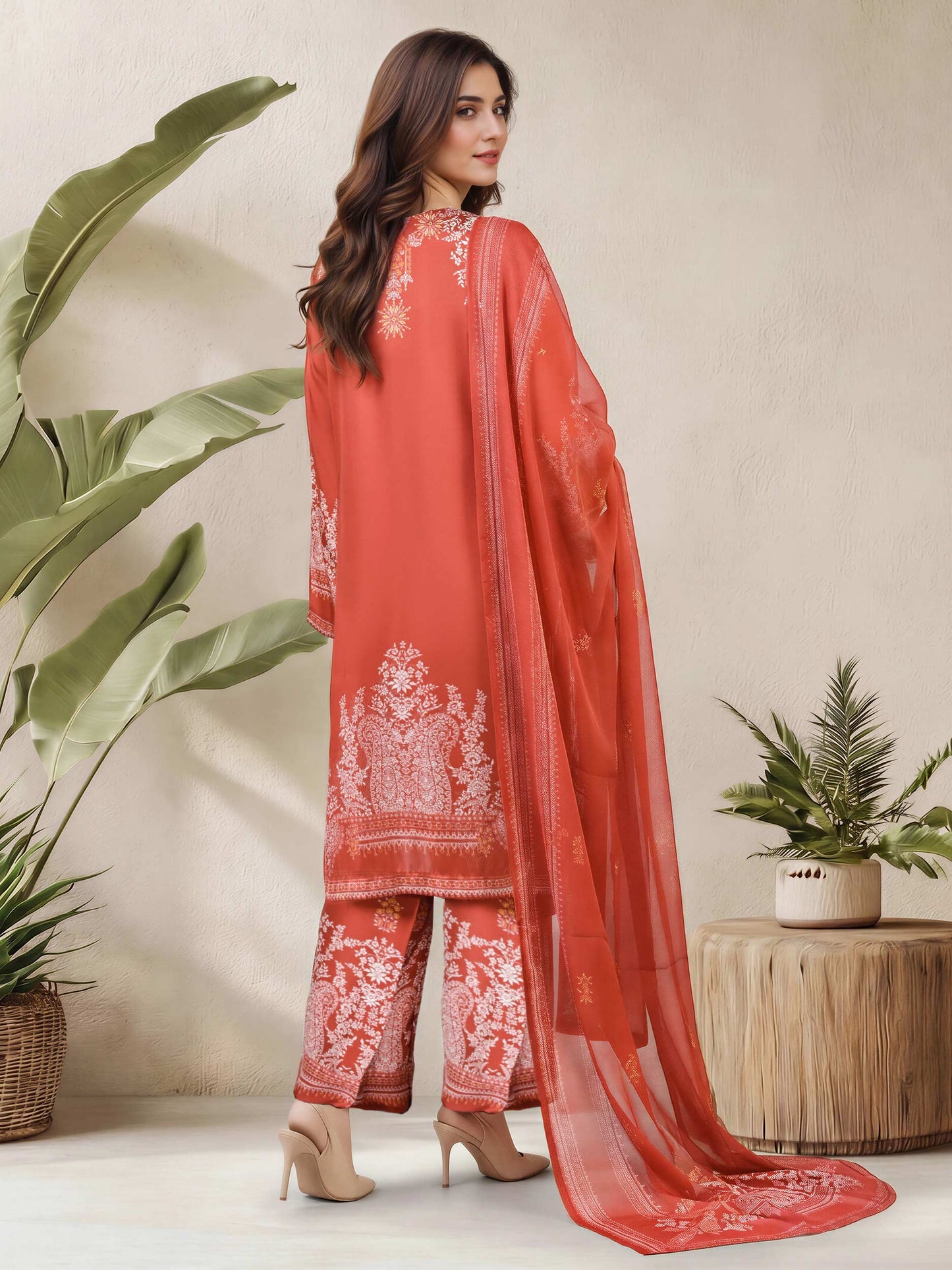 3 Piece Silk Suit- Embroidered (Pret)