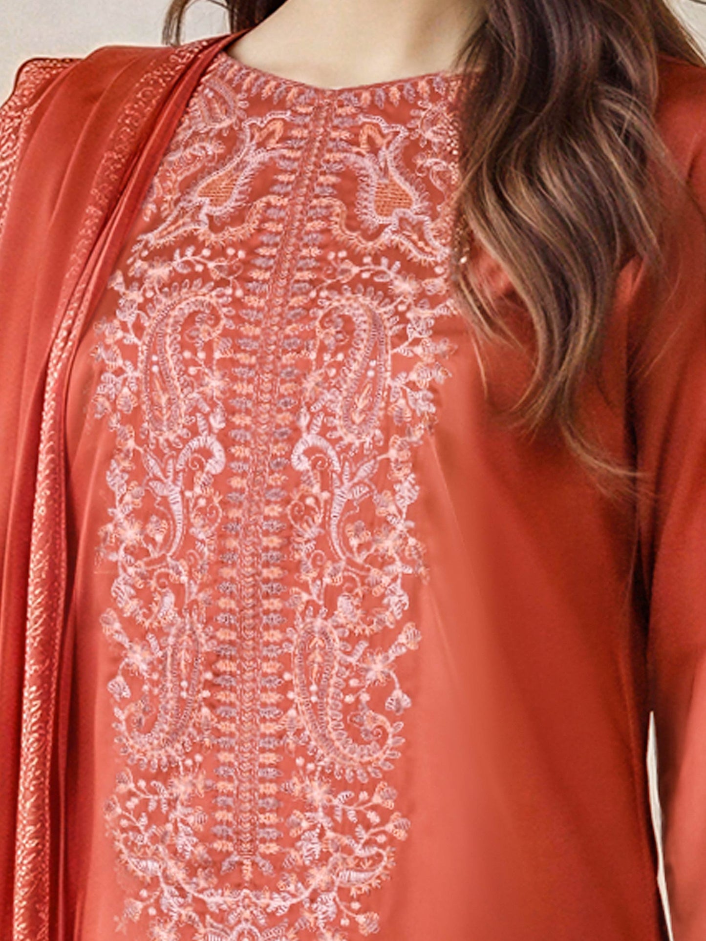 3 Piece Silk Suit- Embroidered (Pret)