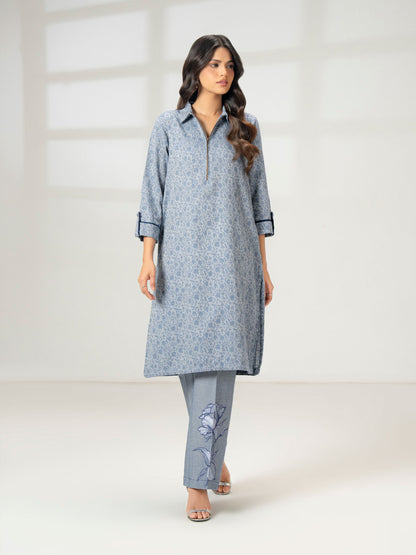 2 Piece Jacquard Suit-Embroidered (Pret)