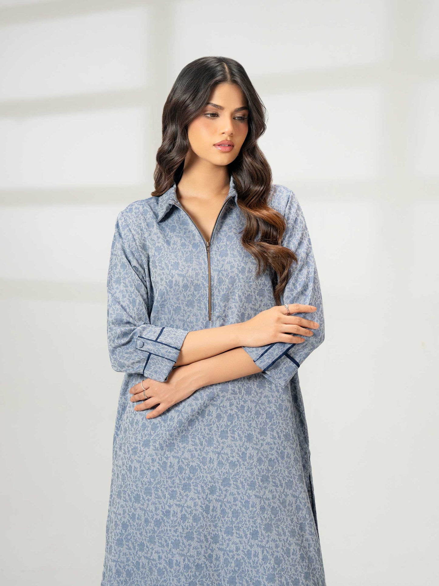 2 Piece Jacquard Suit-Embroidered (Pret)