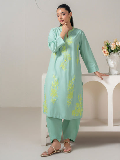2 Piece Yarn Dyed Suit-Embroidered (Pret)