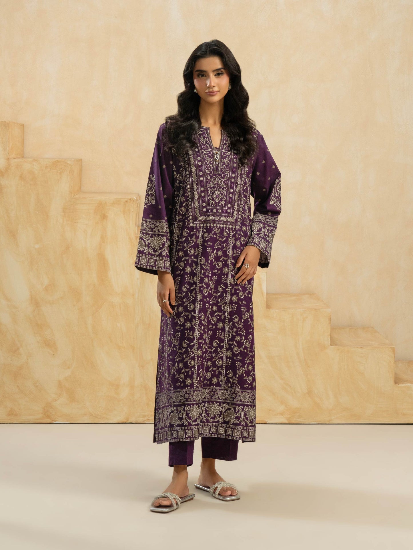 2 Piece Cambric Suit-Embroidered (Pret)