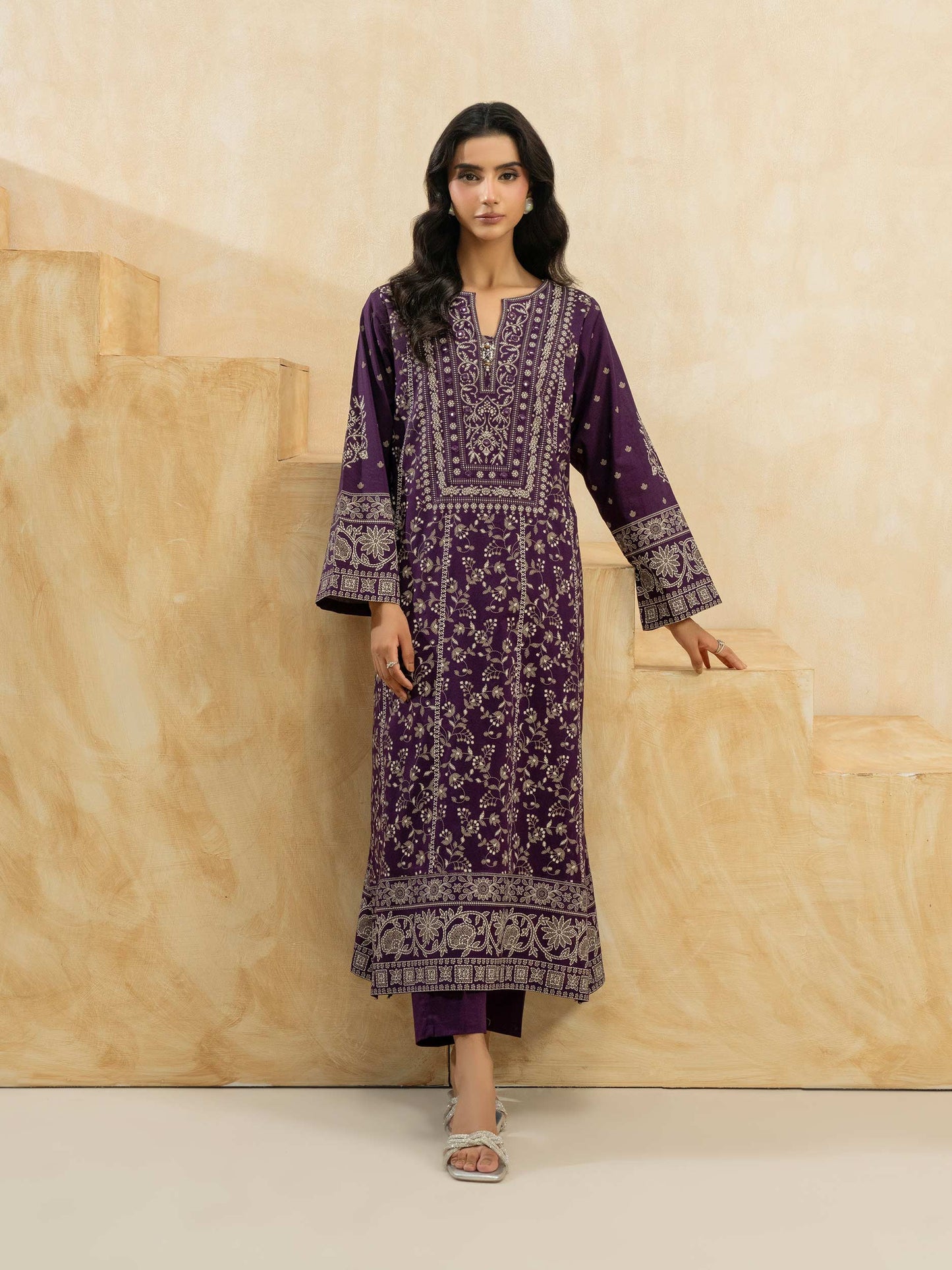 2 Piece Cambric Suit-Embroidered (Pret)