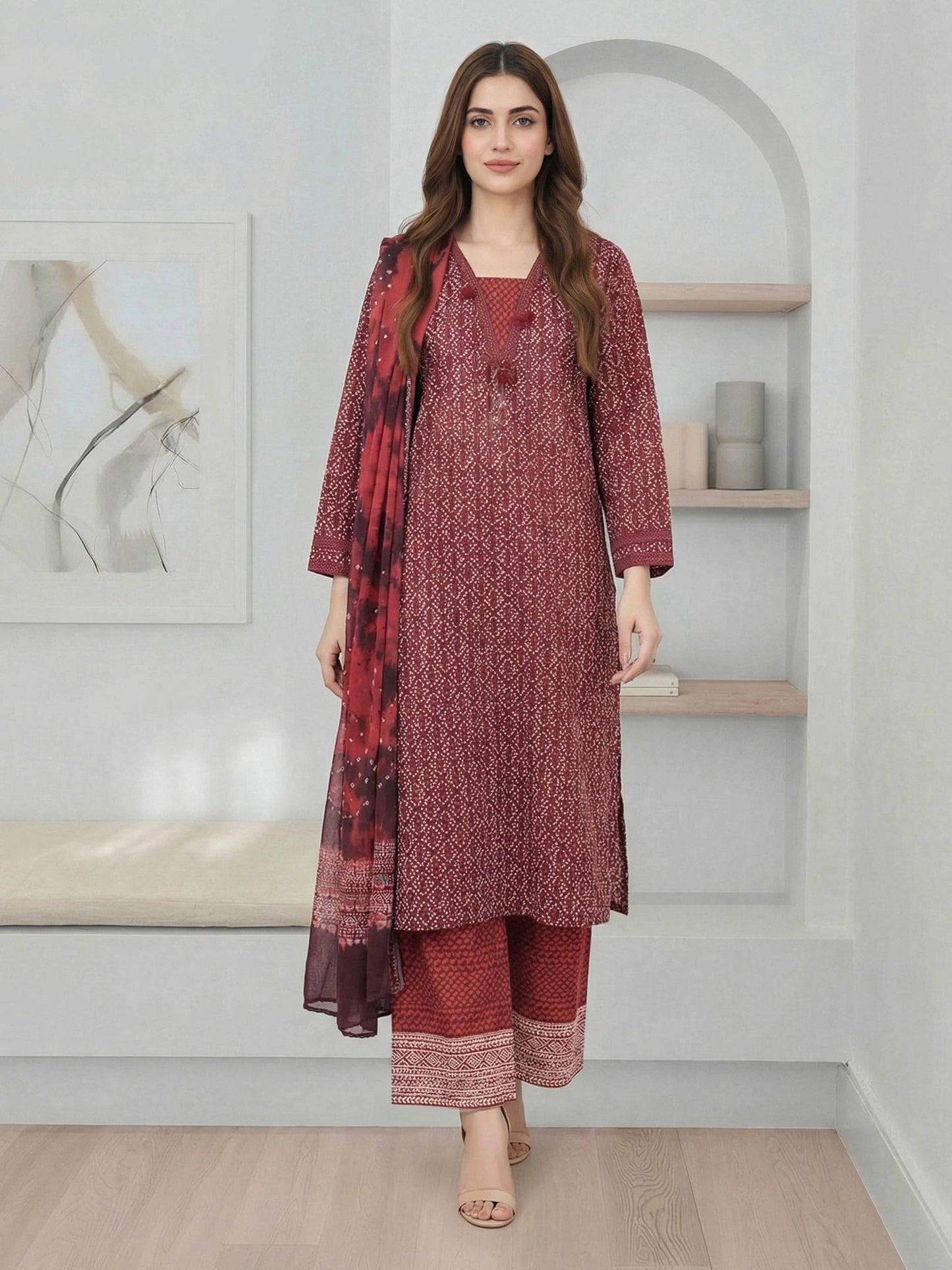 3 Piece Lawn Suit- Embroidered (Pret)