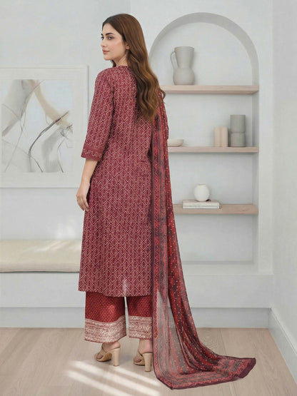 3 Piece Lawn Suit- Embroidered (Pret)