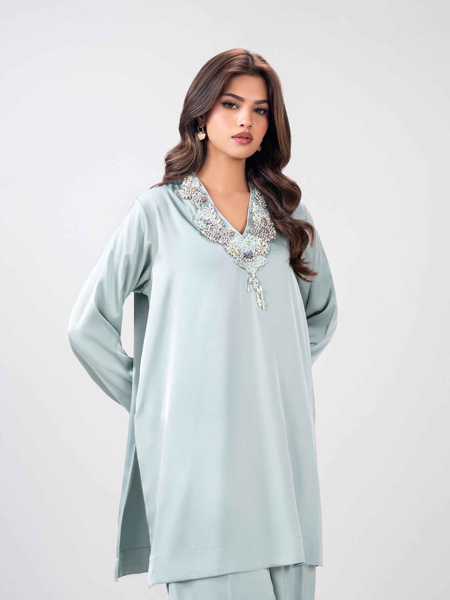 2 Piece Silk Suit- Embellished (Pret)