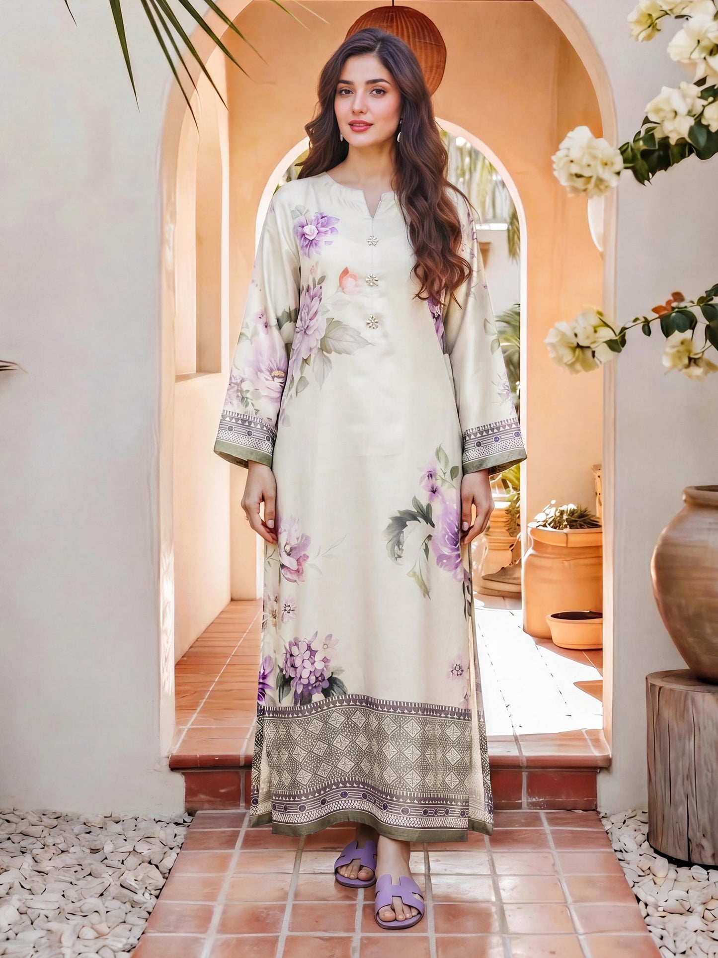 2 Piece Silk Suit- Embellished (Pret)