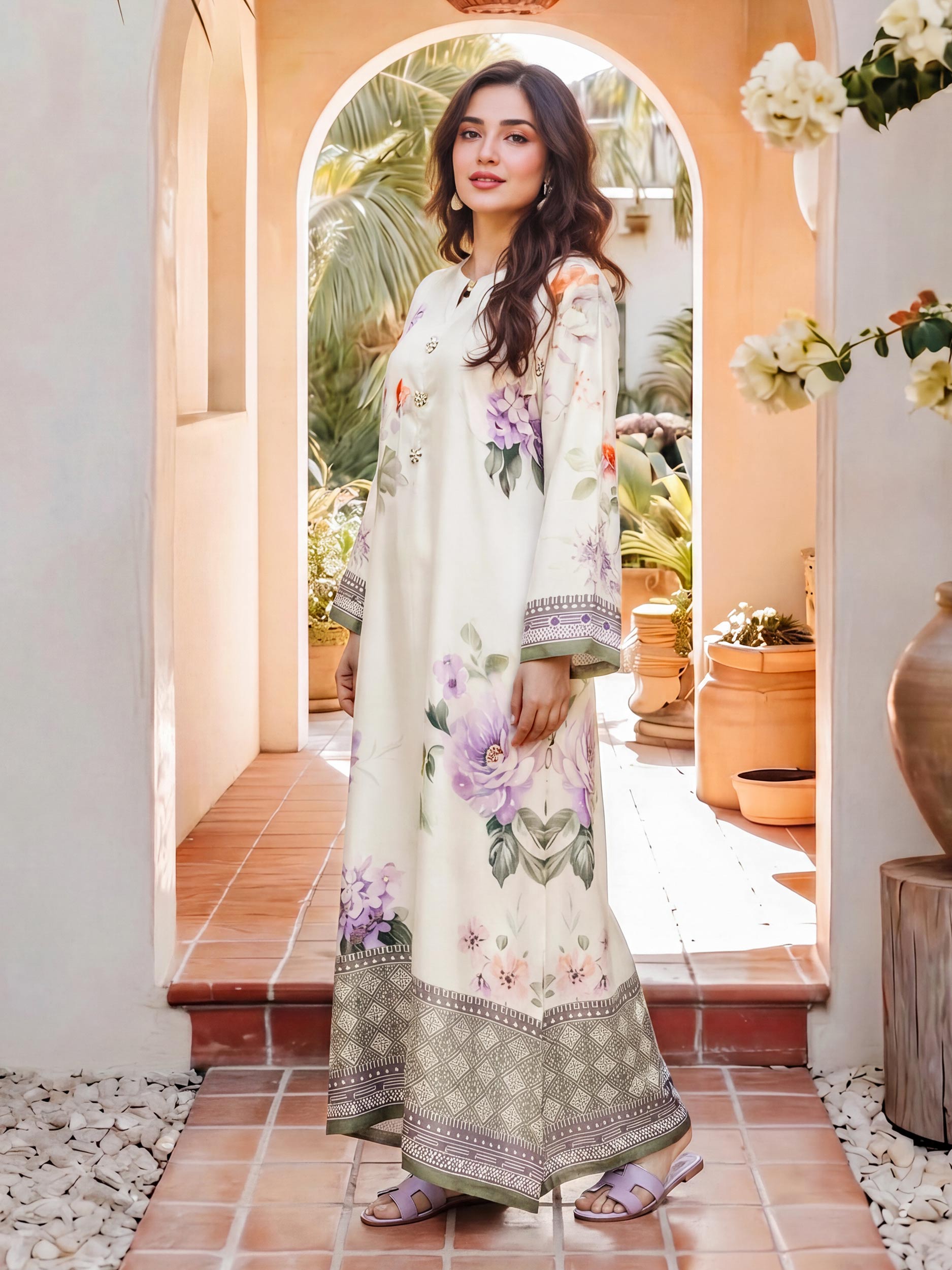 2 Piece Silk Suit- Embellished (Pret)