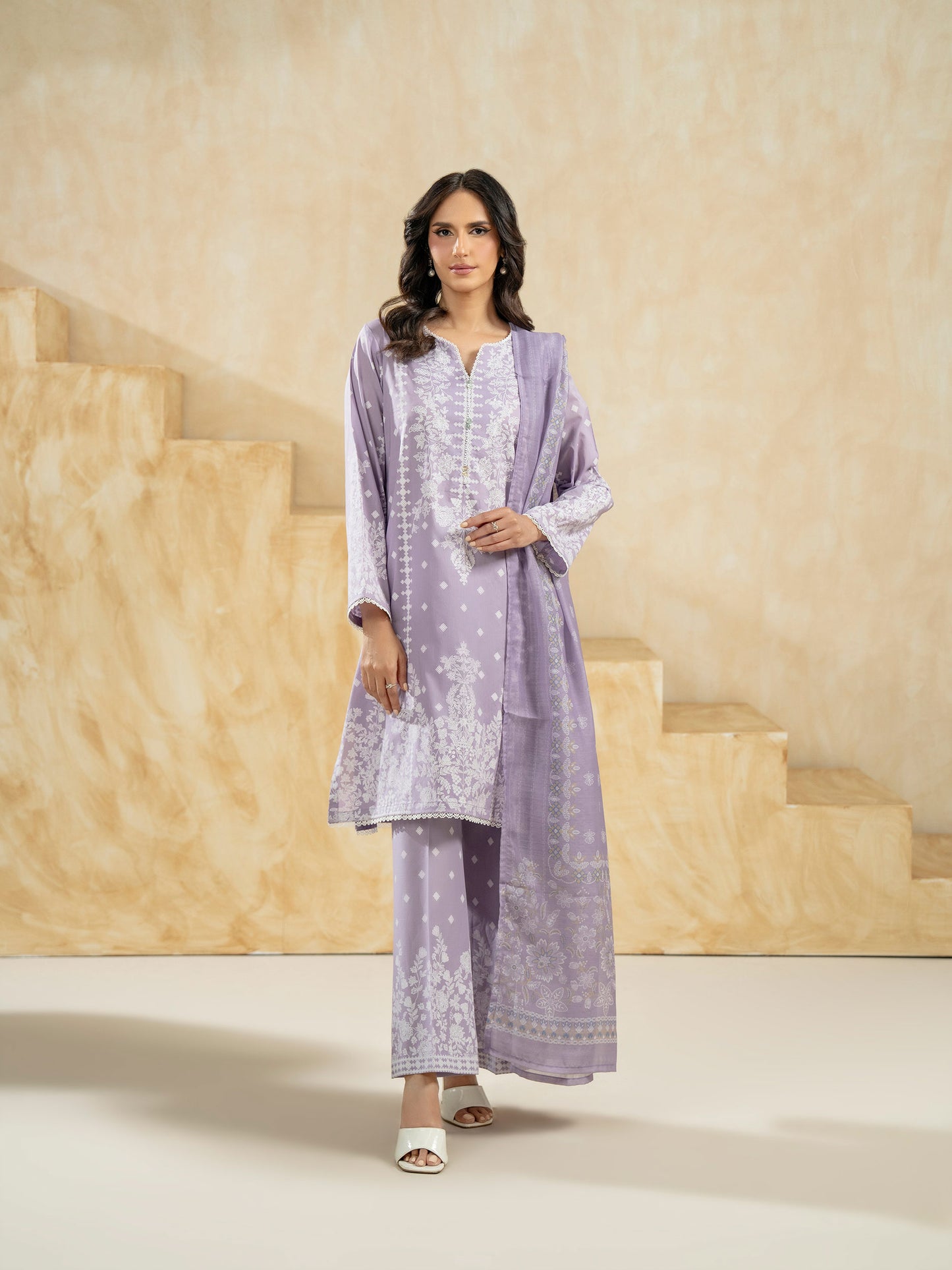 3 Piece Lawn Suit-Paste-Print (Pret)