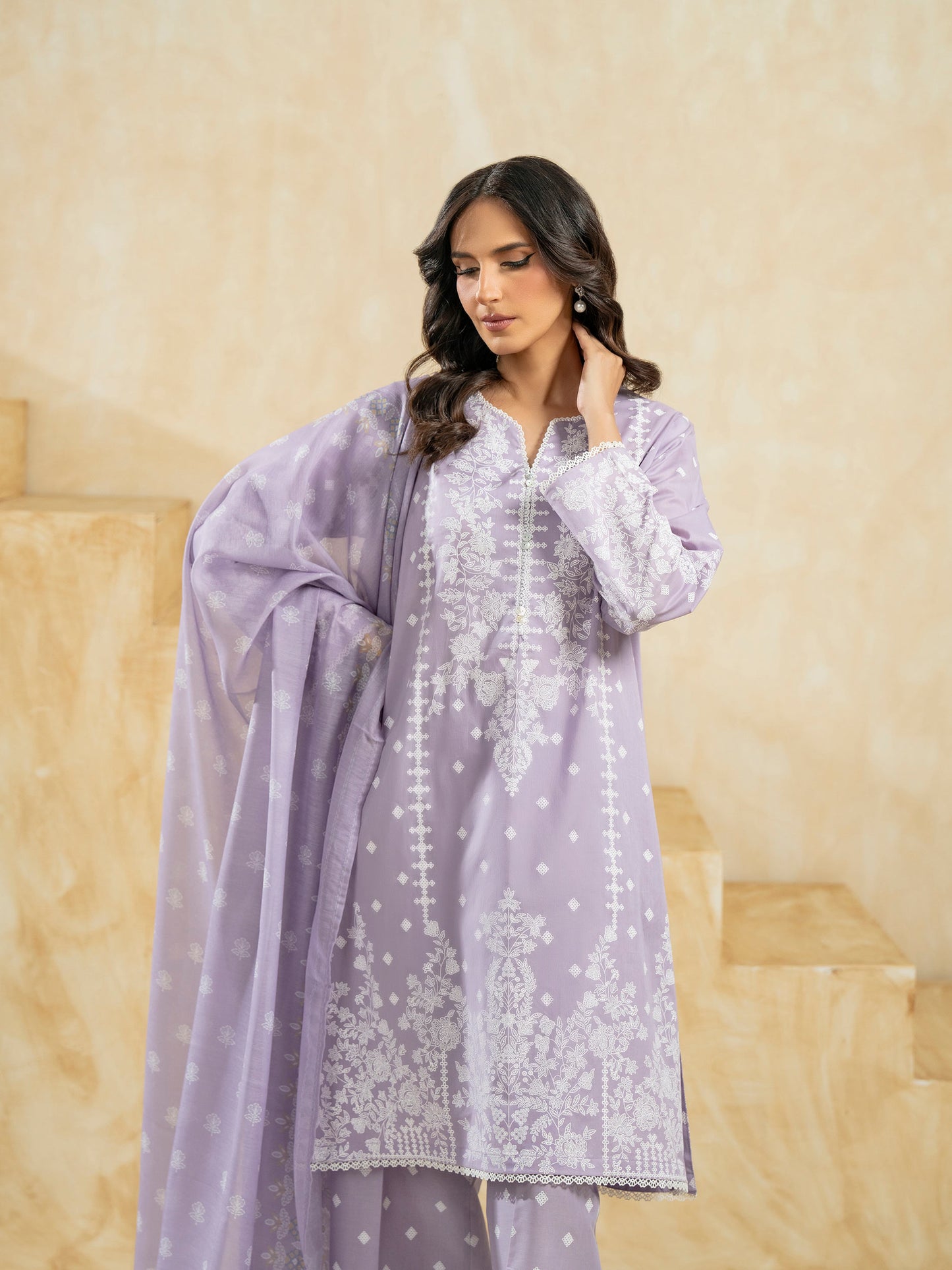 3 Piece Lawn Suit-Paste-Print (Pret)