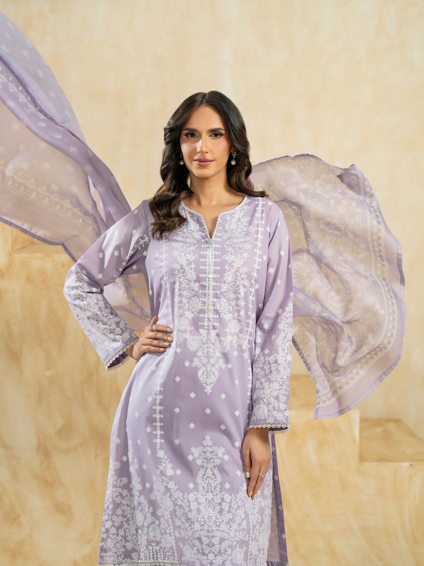 3 Piece Lawn Suit-Paste-Print (Pret)