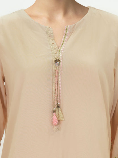 2 Piece Viscose Cotton Suit- Embroidered (Pret)