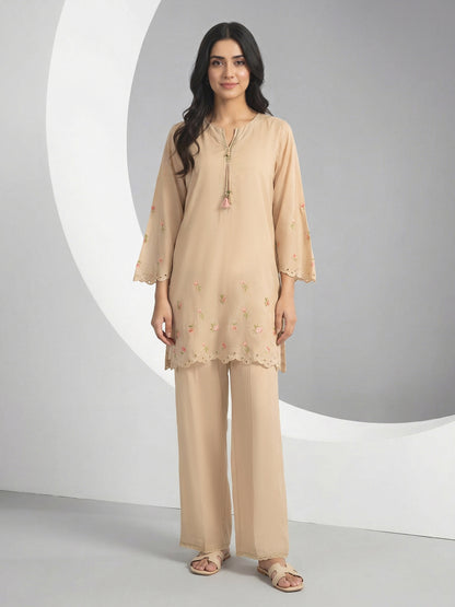 2 Piece Viscose Cotton Suit- Embroidered (Pret)