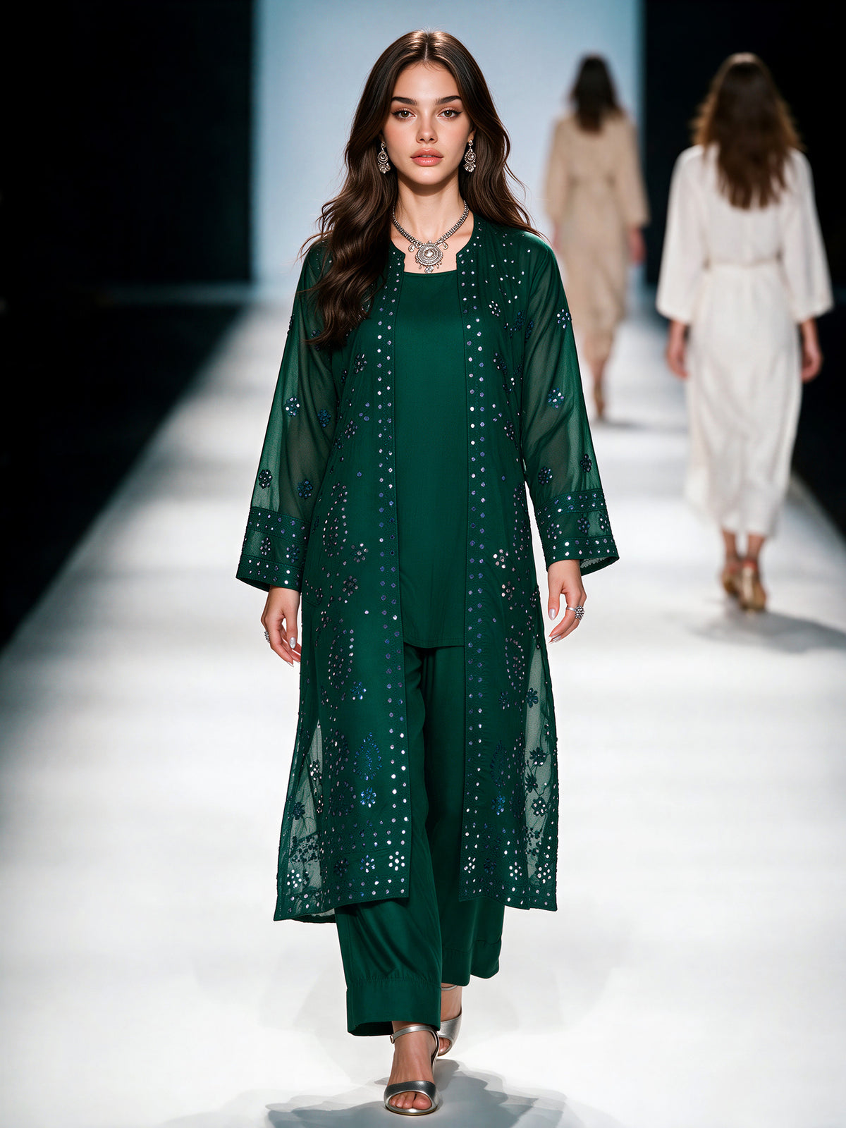 2 Piece Cotton Net Suit- Embroidered (Pret)