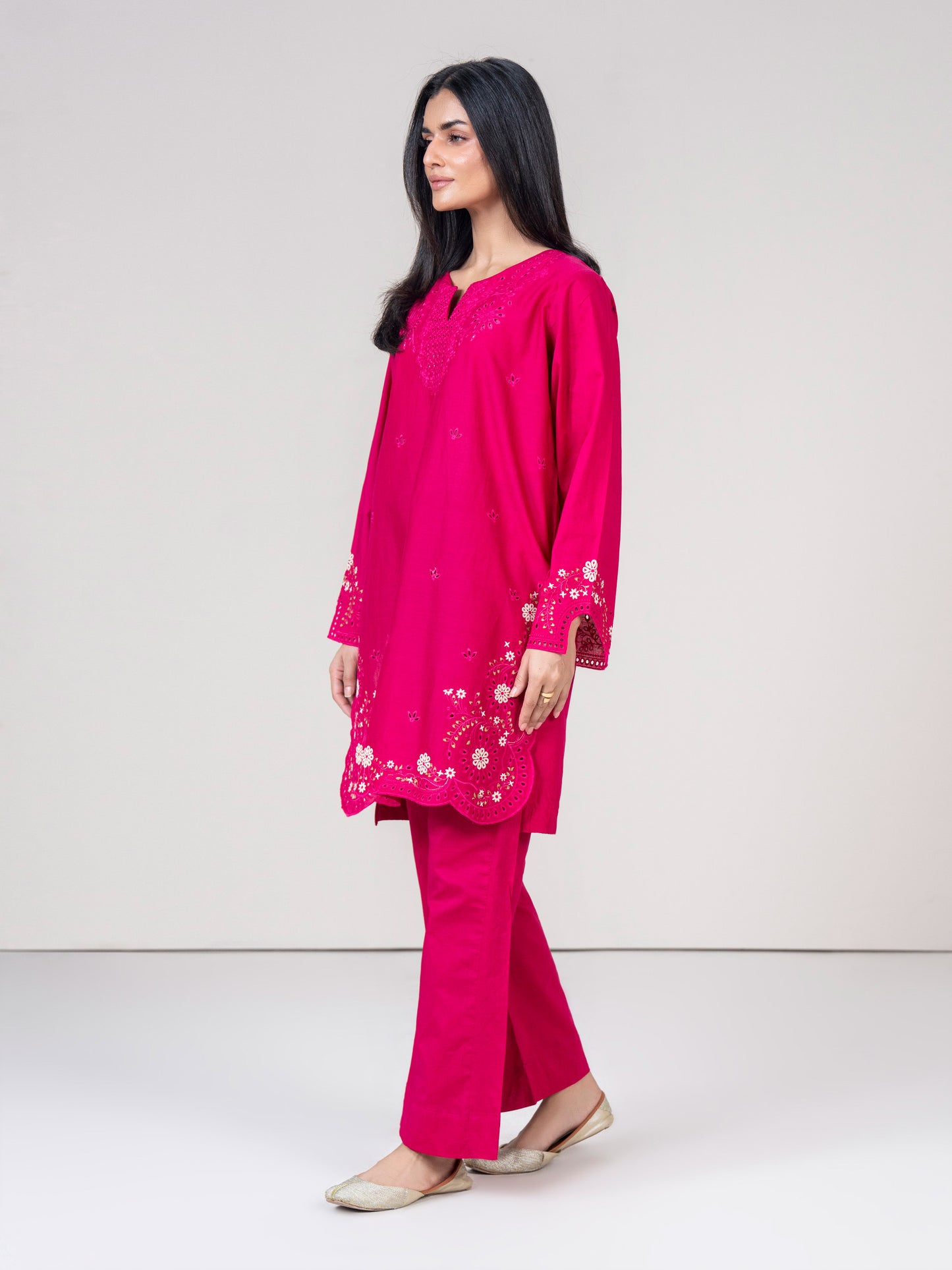 2 Piece Cambric Suit- Embroidered (Pret)