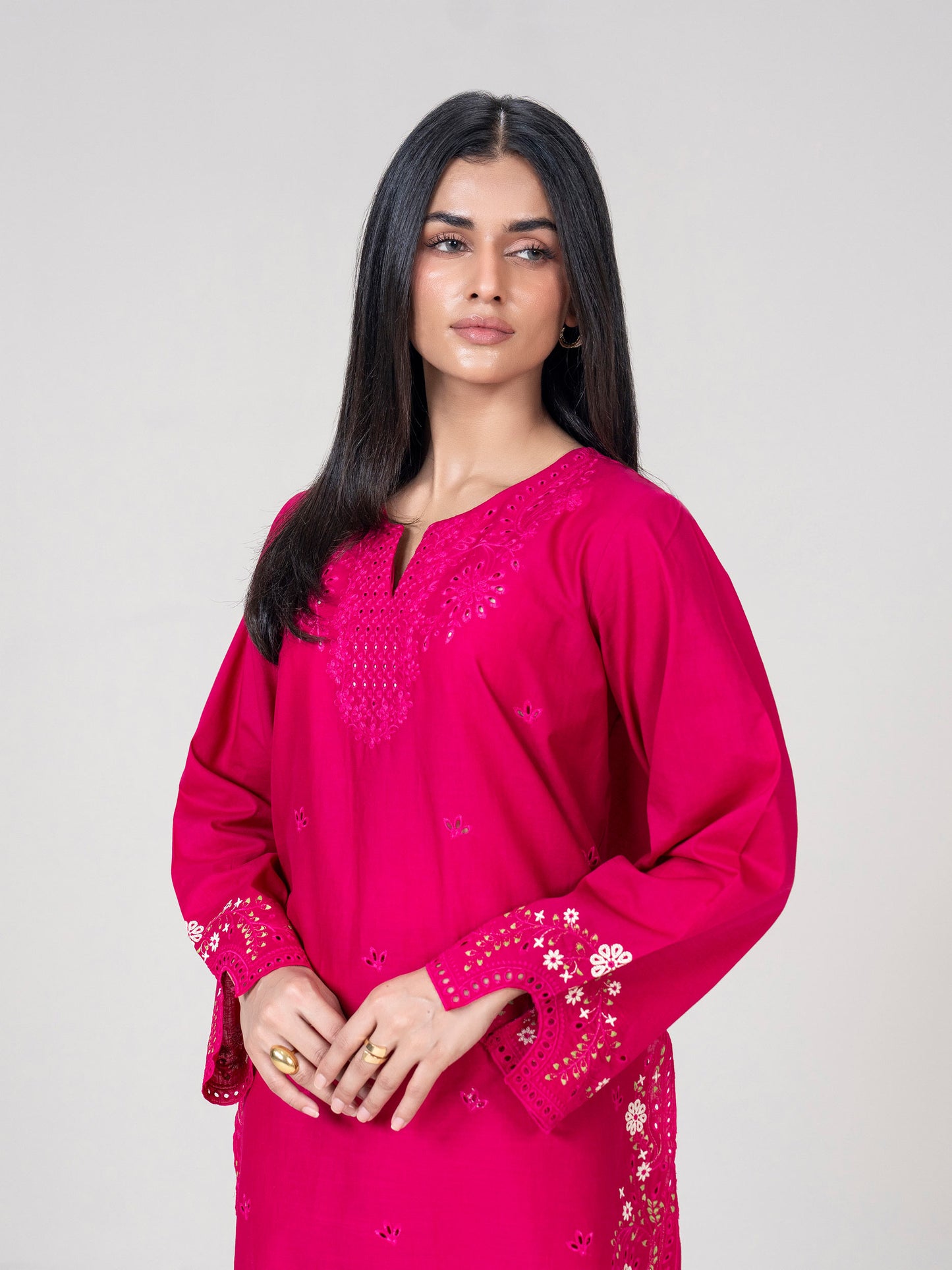 2 Piece Cambric Suit- Embroidered (Pret)