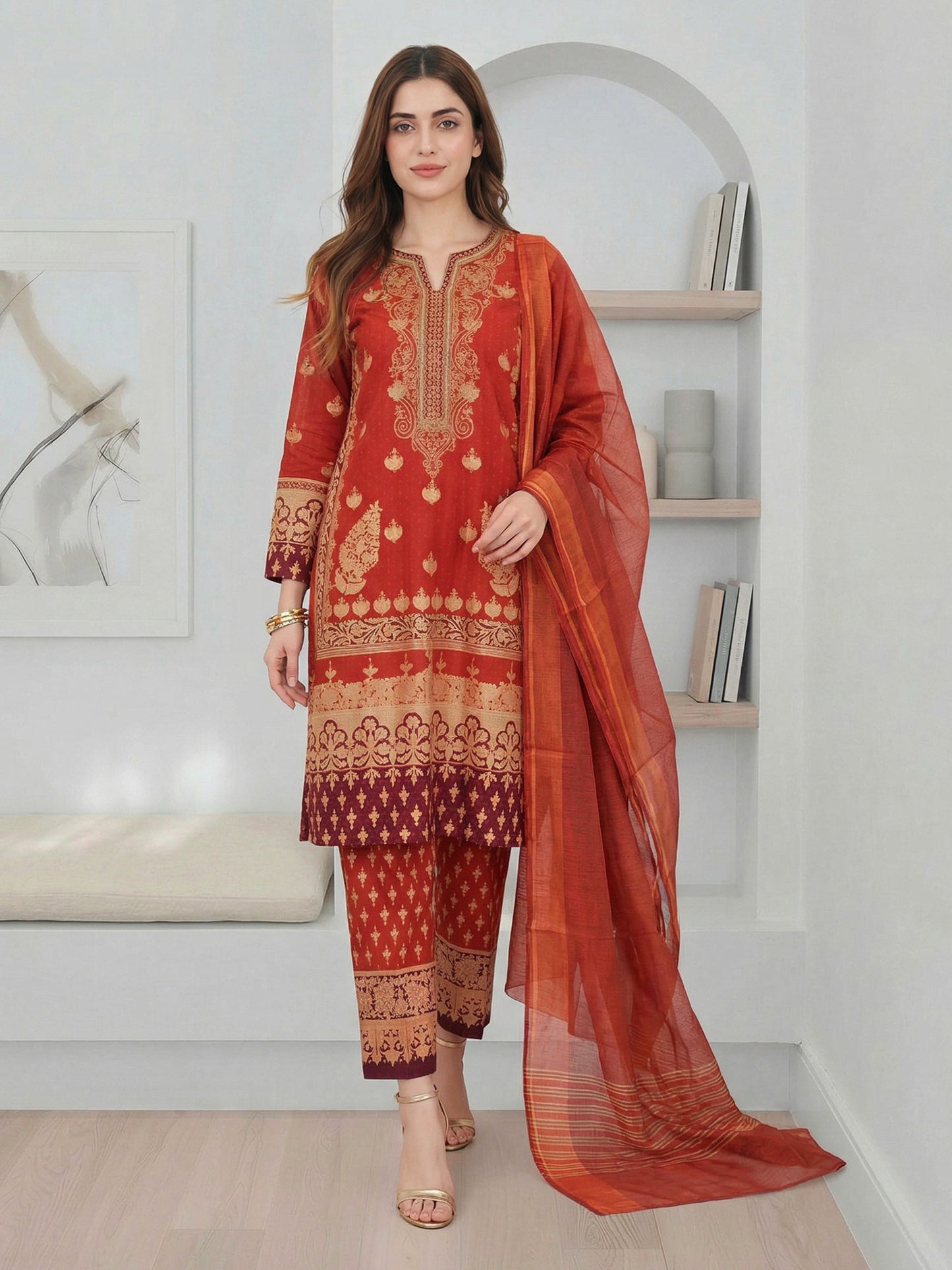 3 Piece Lawn Suit- Embroidered (Pret)
