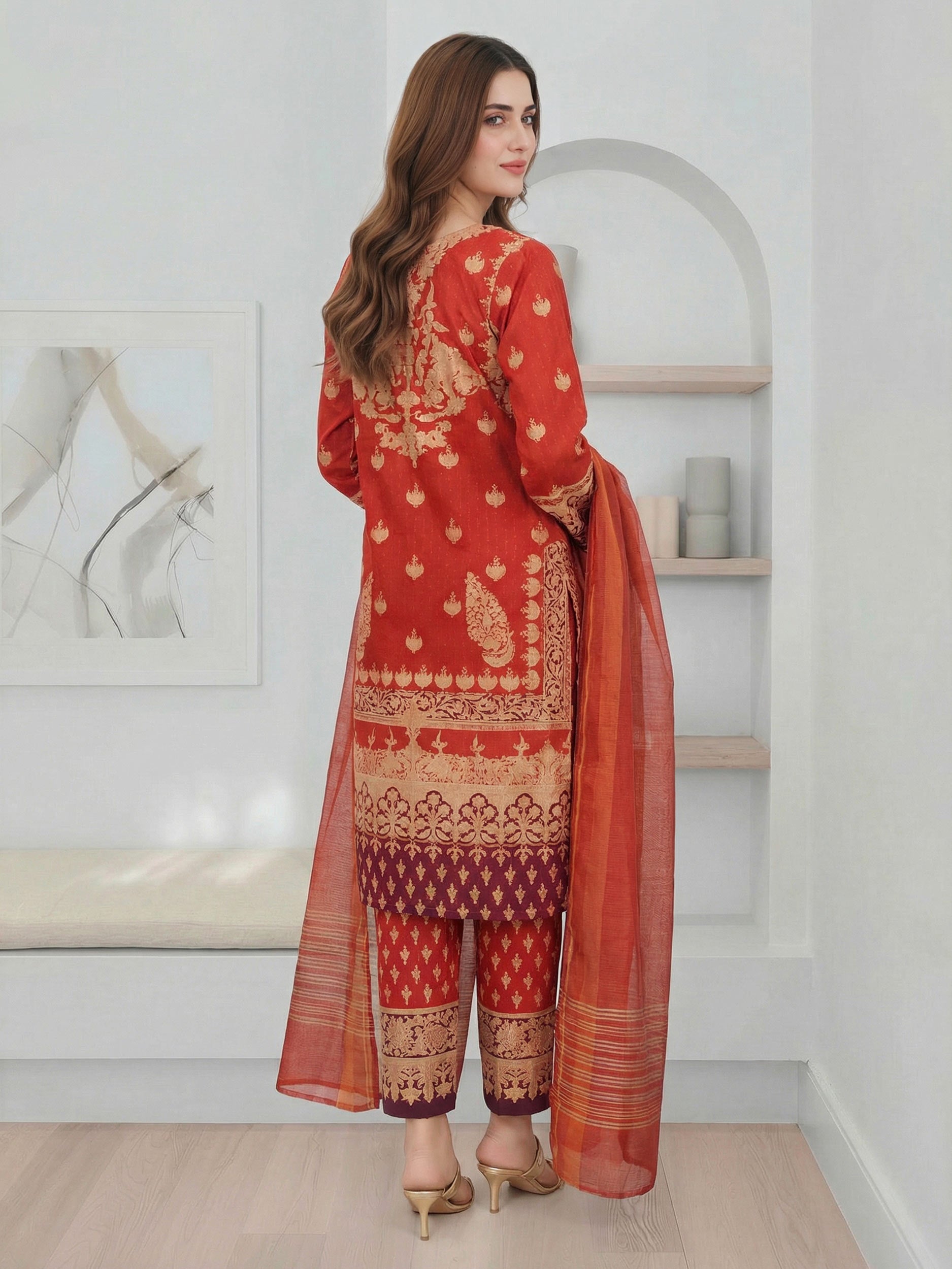 3 Piece Lawn Suit- Embroidered (Pret)
