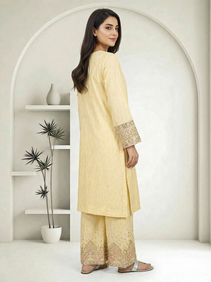 2 Piece Viscose Glitter Suit- Embroidered (Pret)