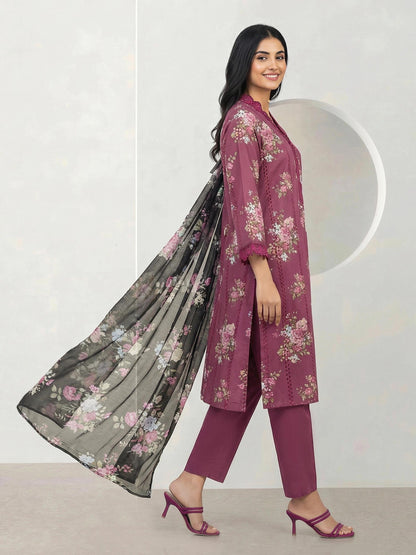3 Piece Lawn Texture Suit- Embroidered (Pret)