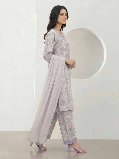 3-Piece Satin Suit-Embroidered (Pret)