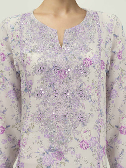 3-Piece Satin Suit-Embroidered (Pret)