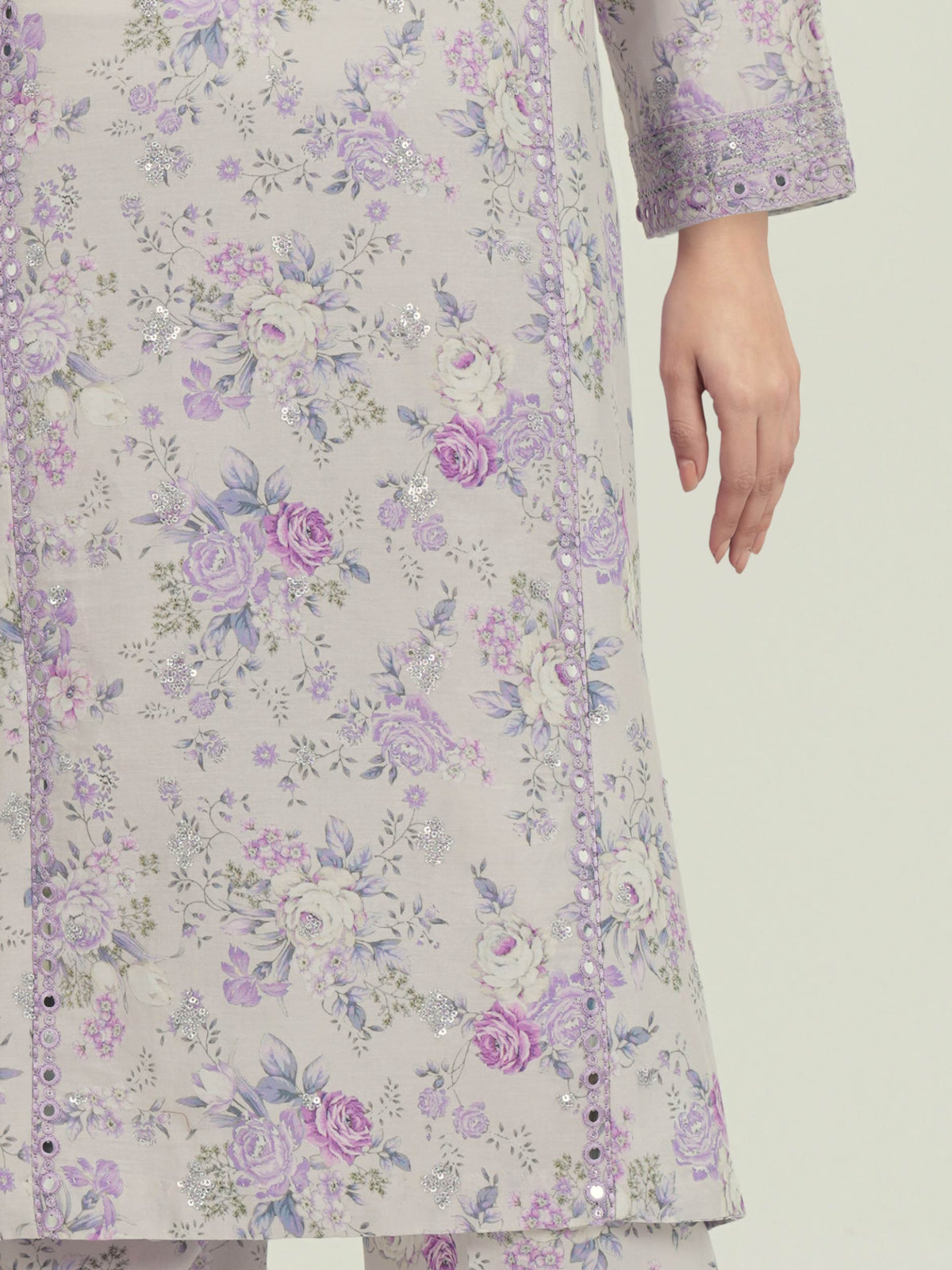 3-Piece Satin Suit-Embroidered (Pret)