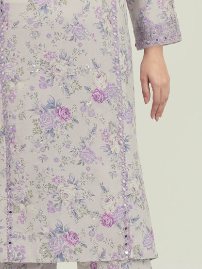 3-Piece Satin Suit-Embroidered (Pret)