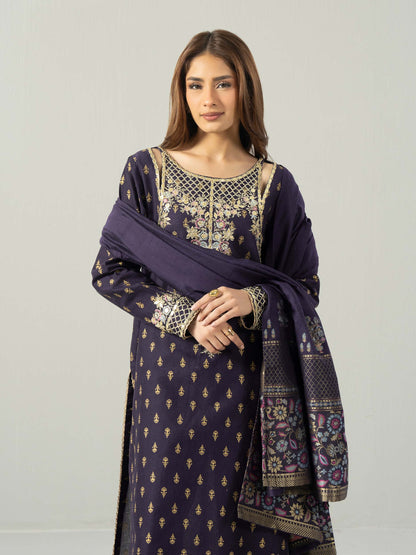 3 Piece Khaddar Suit- Embroidered (Pret)