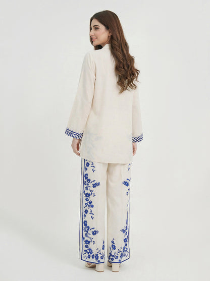 Viscose Slub Co-ord Set-Embroidered