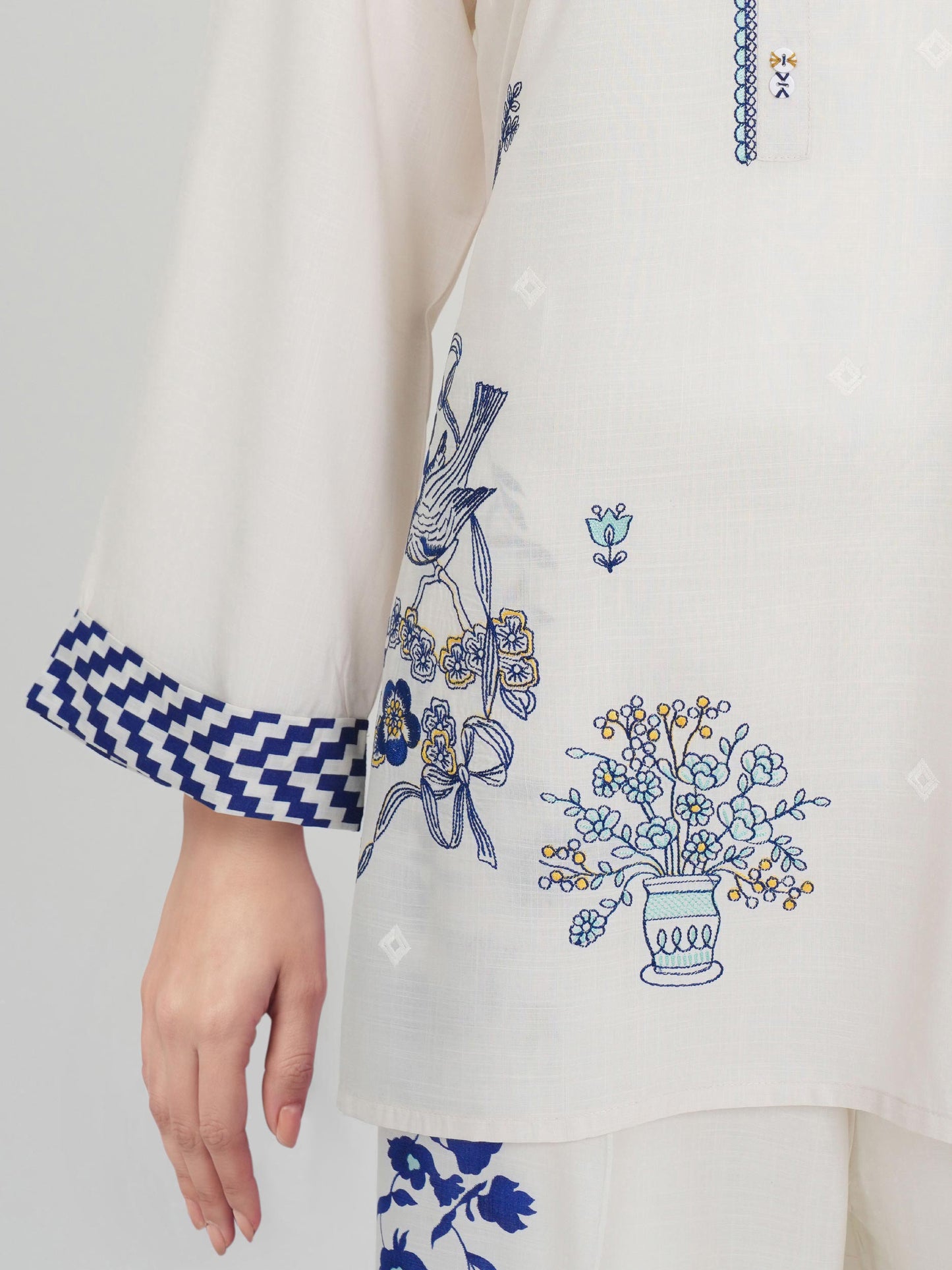 Viscose Slub Co-ord Set-Embroidered