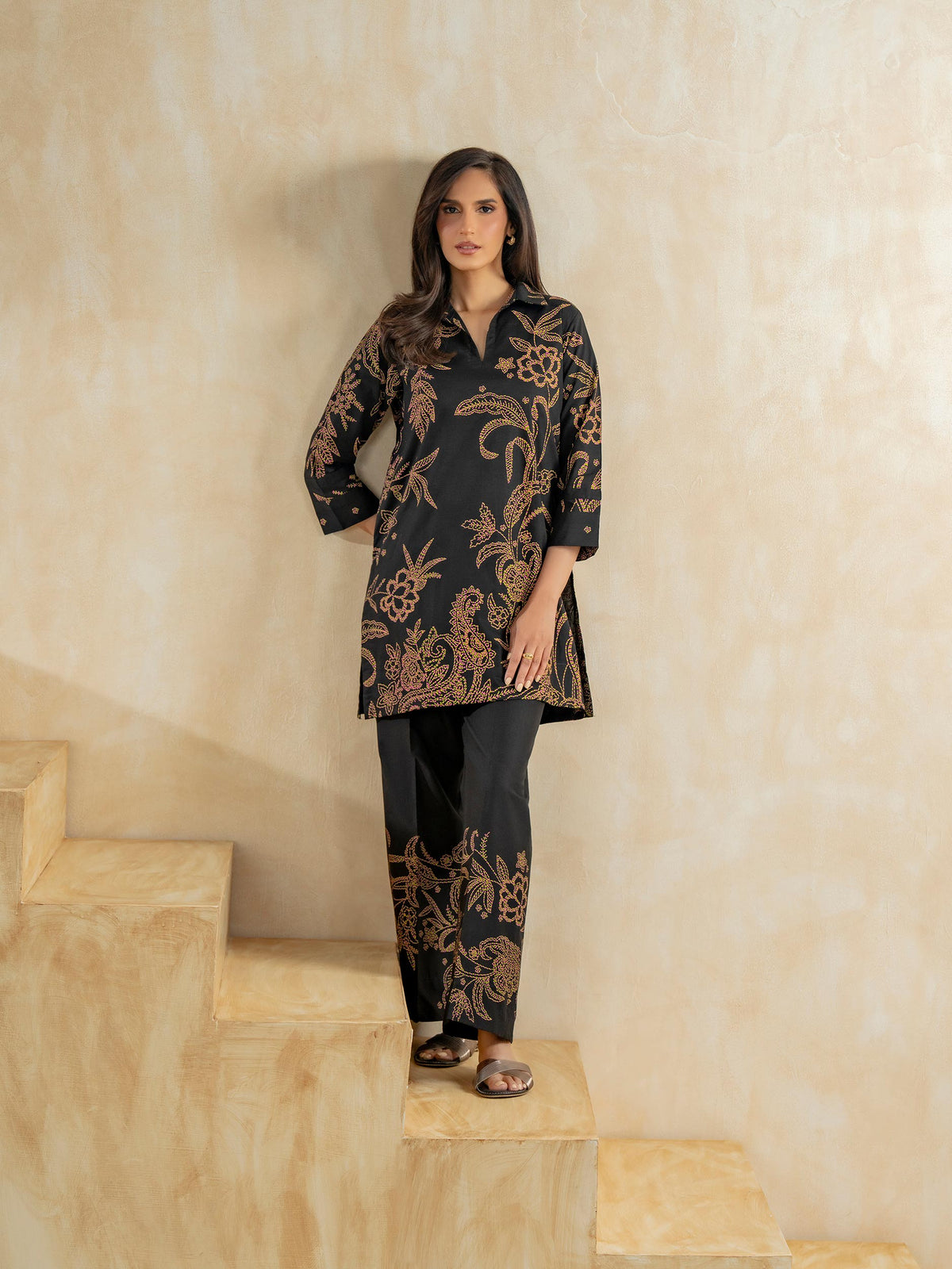 Lawn Co-ord Set-Paste Print (Pret)