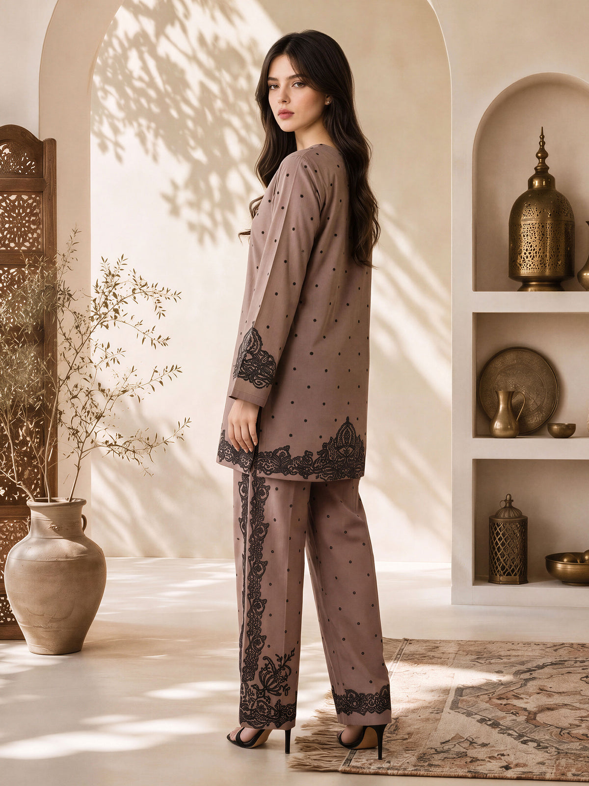 Khaddar Co-ord Set- Embroidered