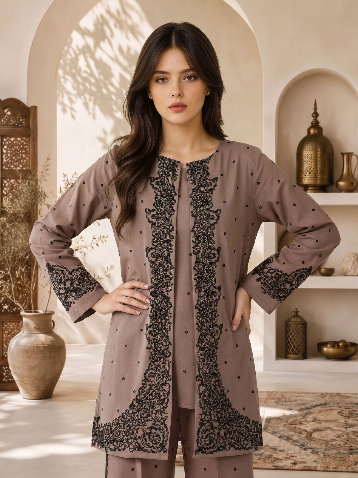 Khaddar Co-ord Set- Embroidered